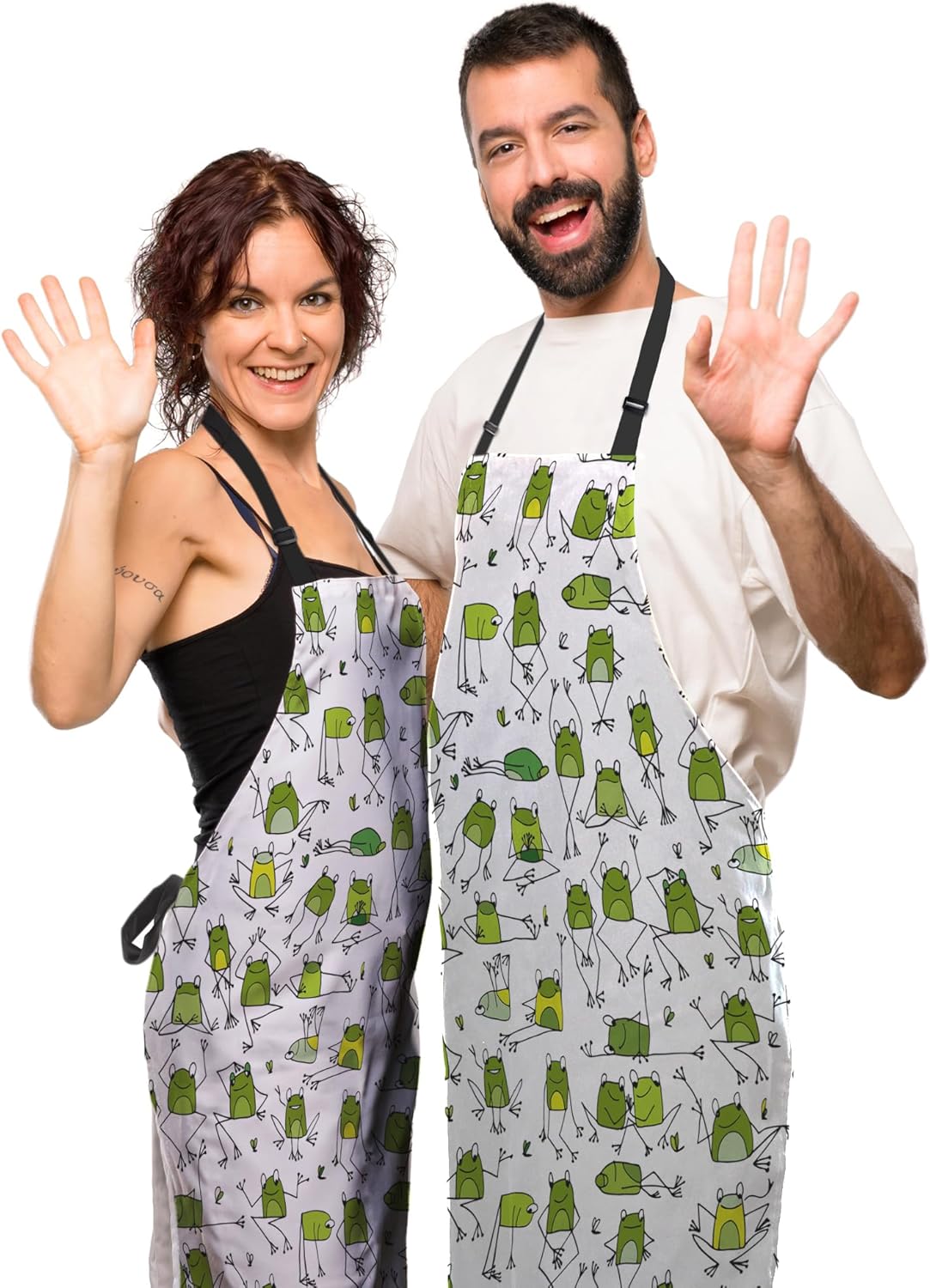 Garden Apron for Women Green Frogs Mans Aprons for Grilling for Kitchen Cooking Restaurant BBQ Painting Crafting Gardening 27” (W) x 31” (H), Waterproof Apron