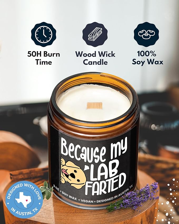 Funny Lab Candle, Labrador Retriever Gifts for Women and Men, Unique Funny Lab-Themed Gift Ideas, Best Present for Pet Lovers, Perfect Present for Dog Mom and Dog Dad, Birthday, Christmas, Gift-Ready