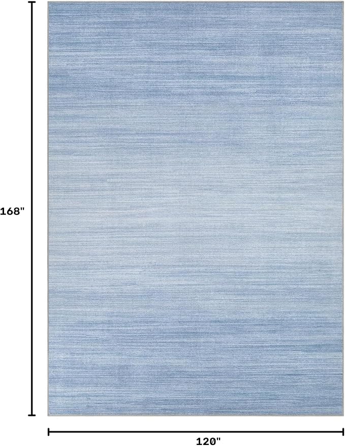 UERMEI 10x14 Washable Area Rug - Neutral Modern Abstract Living Room Rugs, Non-Slip Soft Large Indoor Floor Carpet for Bedroom Home Office & Under Dining Table Decor, Blue