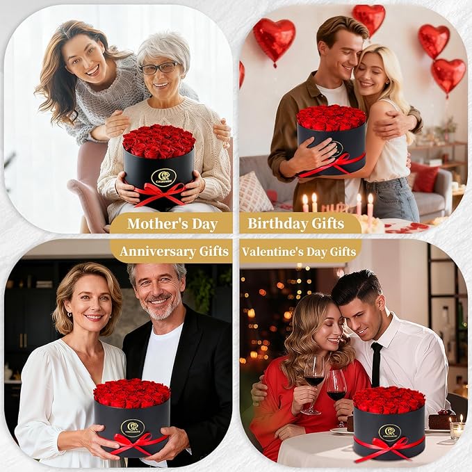 Flowers Forever Preserved Roses - 27 Preserved Flowers for Delivery Women Birthday Gifts for Mom Grandma Forever Flower in a Box Rose Gift for Her Wife Anniversary Valentines Gift for Women