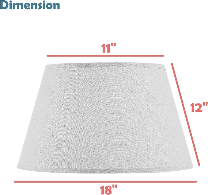 Aspen Creative 33202 Box Pleated Large Empire Spider Construction Lamp Shade, Off-White Linen Fabric, 11" Top x 18" Bottom x 12" Slant