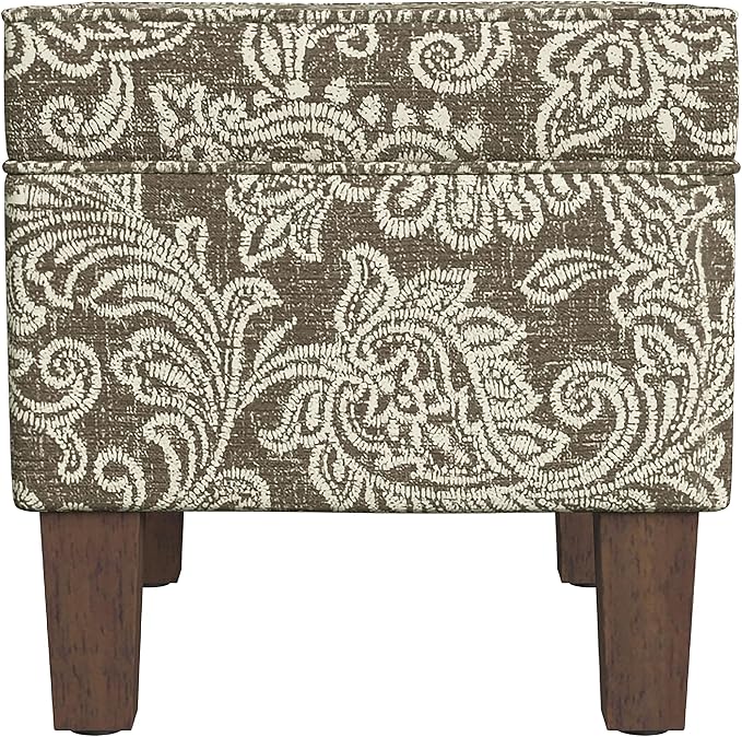 HomePop 22" Modern Rectangular Storage Ottoman - Brown Jacobean Print