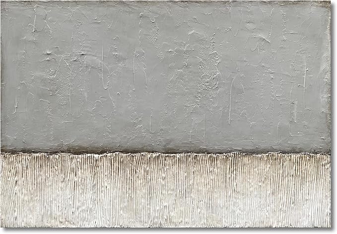 NANKAI Art Hand-painted White and Grey Minimalist Oil painting Large Canvas Painting Modern Abstract art home wall Decoration Painting 30x45 inches