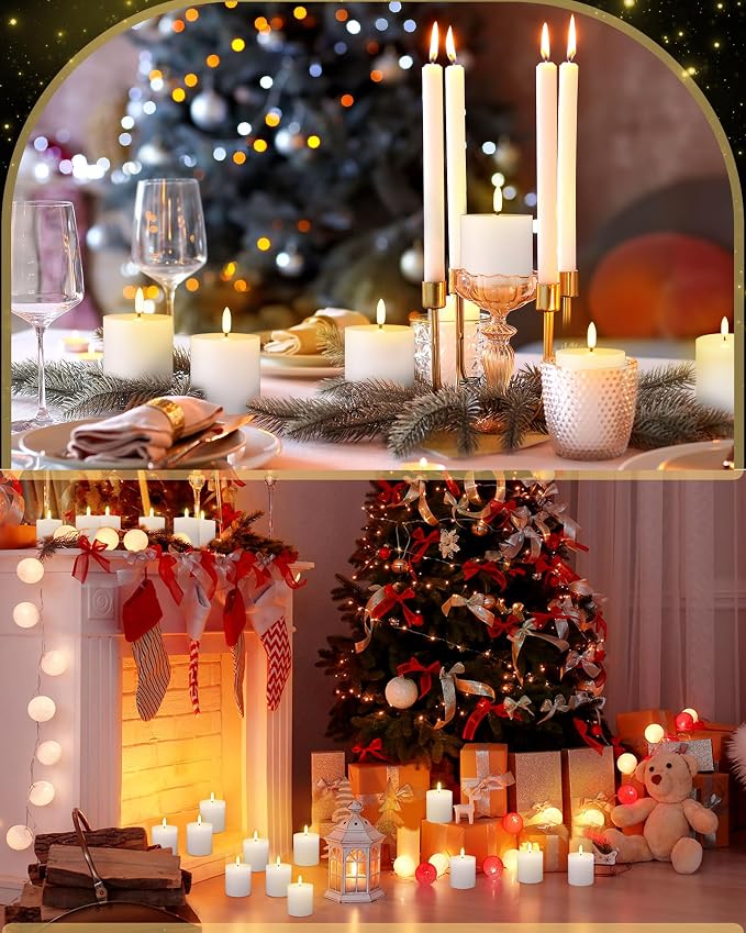 VIHOSE 6 Pack White Flameless Candles Set with Remote and Timer Flickering Flameless Battery Candles Flat Top LED Pillar for Wedding Outdoor Home Festival Decoration(D 3" H 3")