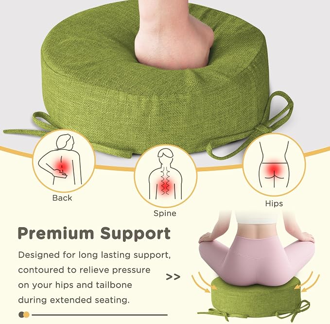 Bar Stool Cushions Round 3" Thick Round Seat Cushions for Chairs 2 Pack Non Slip Bistro Chair Pads with Machine Washable Cover (12 Inch, Green)