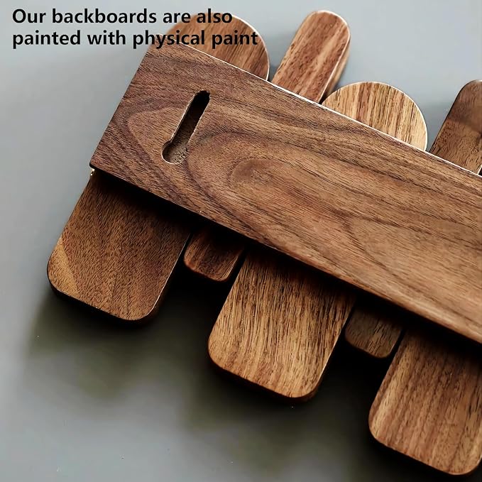 Wall Mounted Coat RackHooks Piano Key Hangers Natural Solid Wood Hanger Non-Woven Fabric Clothes Hangers for Closet, Kitchen, Bedroom, Bathroom, Entryway (Moon Walnut-Beech, 8 Hooks)