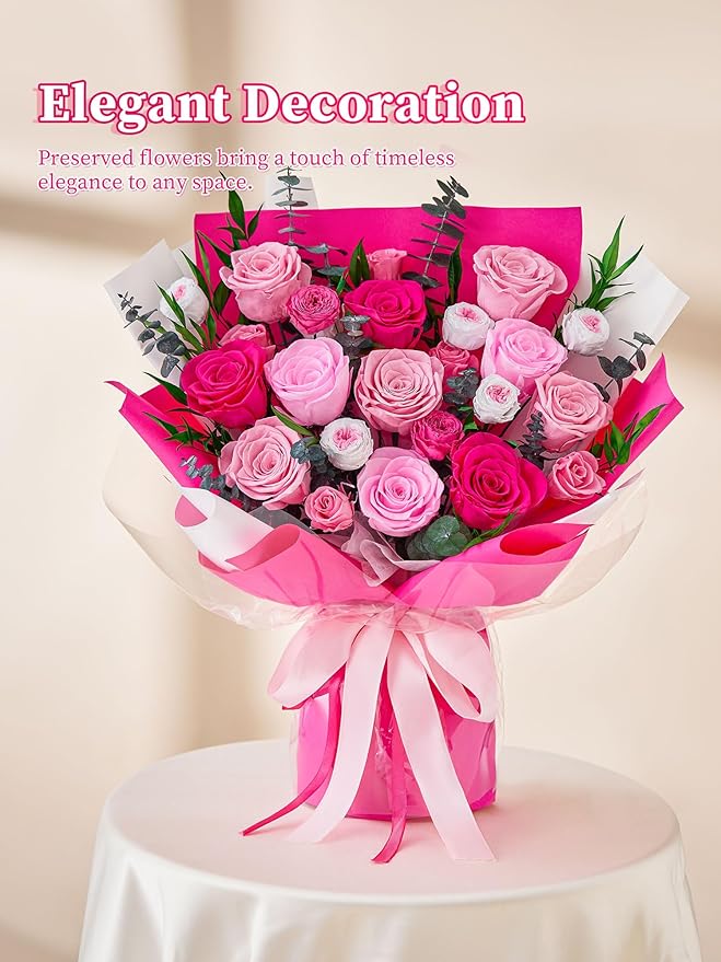 Flowers for Delivery Prime Forever Flowers Preserved Roses Bouquets Purple Flower Birthday Gifts for Women Valentine's Day Mothers Day Graduation