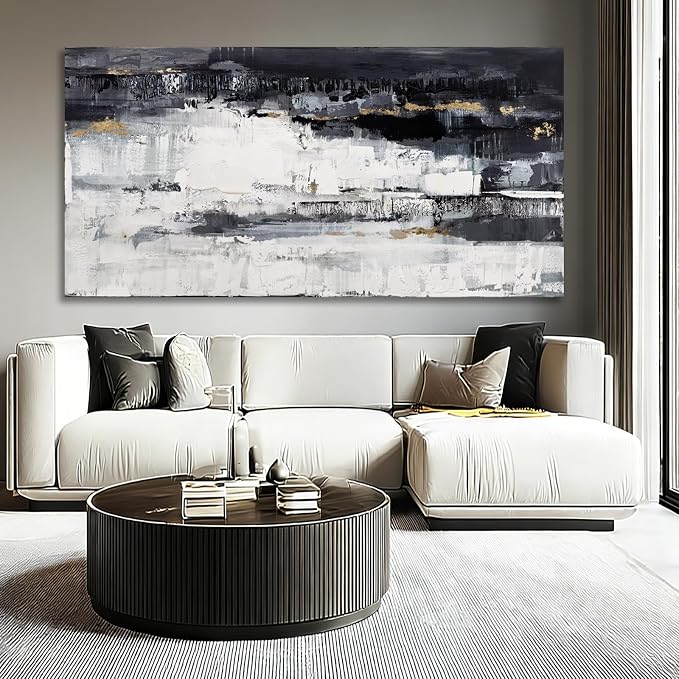 Dolidoteart Large Abstract Wall Art, Black and White Wall Decor, Modern Printed Canvas Artwork for Walls, Living Room, Bedroom, Dining Room, Home Office, 29 x 58 Inches
