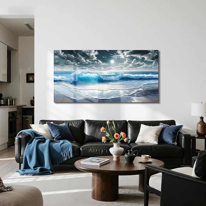 imjiayu Extra Large Wall Art, Beach Wall Decor, Ocean Wall Art for Living Room Bedroom Office Dining Room Home Decor, Coastal Landscape Canvas Paintings, Seascape Pictures Prints Artwork, 29" x 57"