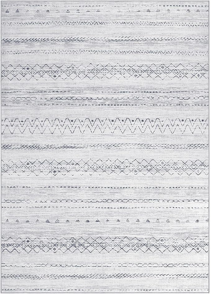 cotiled 9x12 Area Rug Living Room: Washable Boho Rugs with Non Slip Backing Large Soft Indoor Stain Resistant Carpet for Bedroom Farmhouse Dining Room Lightweight Home Decor Grey