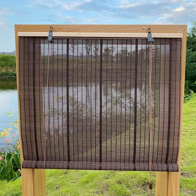 XIUXIU Bamboo Roller Shades Roman Shades for Window Roll Up Blinds for Home Light Filtering Indoor Outdoor Patio G56 W x 48"" H, Colour G