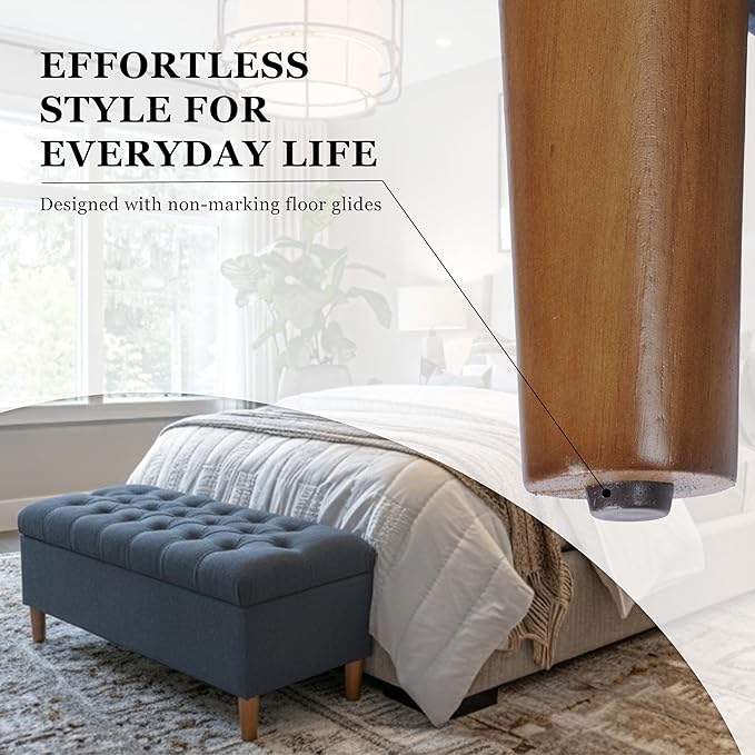 HomePop 40" Ainsley Button Tufted Storage Bench - Blue Woven