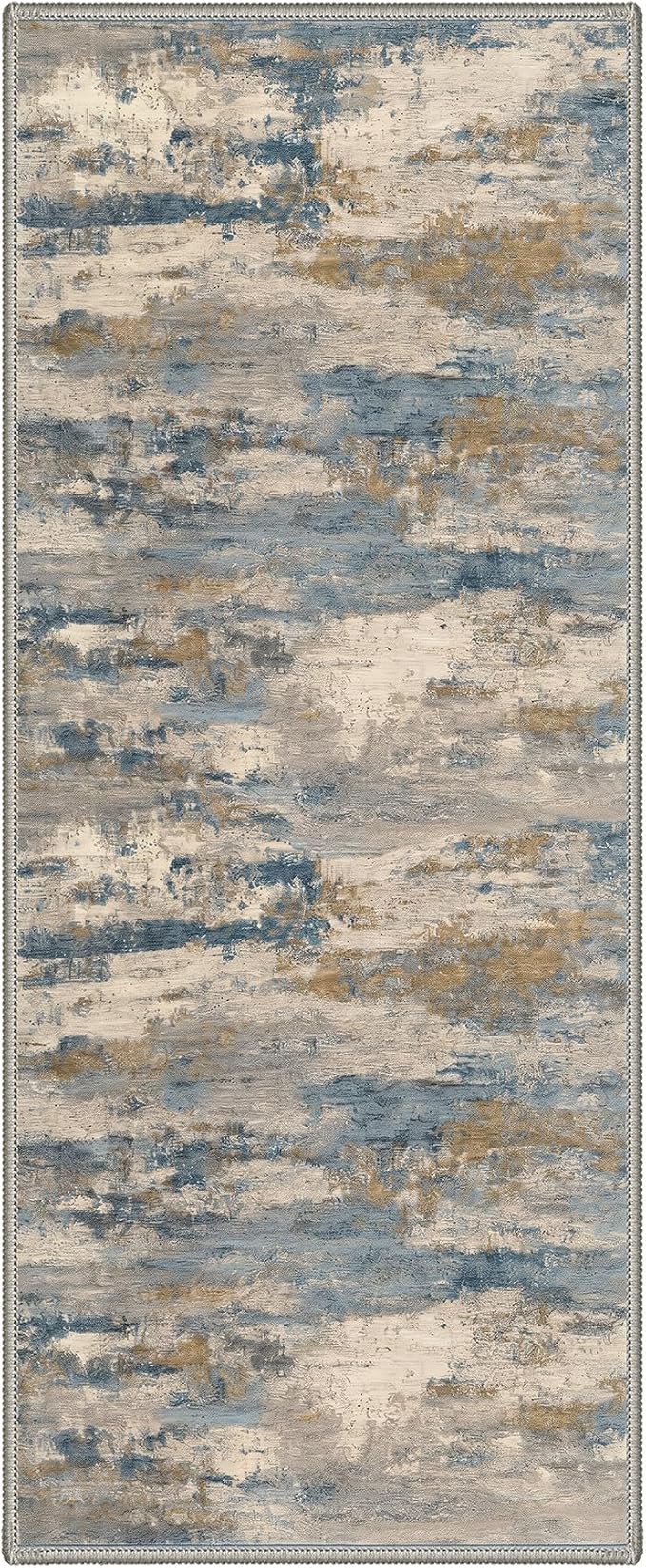 BEIMO 2X5 Runner Rug for Hallway Kitchen, Machine Washable Runners Rug for Entryway, Soft Modern Abstract Throw Rugs, Low Pile Floor Cover with Non Slip Backing, Dusty Blue