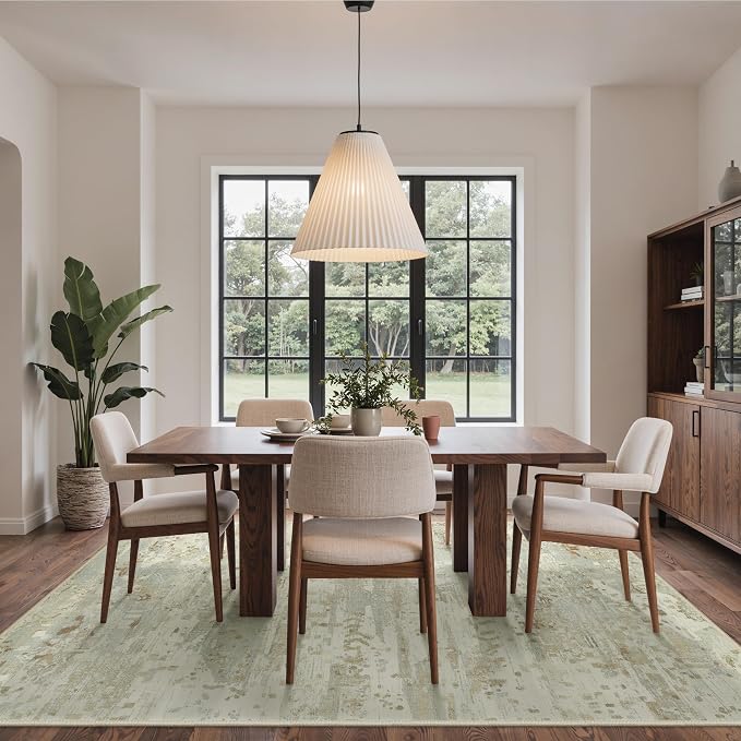 BEIMO Area Rugs 5x7 for Living Room Bedroom, Modern Abstract Machine Washable Rug, Large Soft Low Pile Floor Carpet with Non Slip Backing for Dining Room, Beige