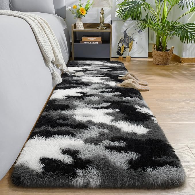 AROGAN Washable 2x6 Runner Rug for Hallway, Long Runner Rugs wtih Soft Memory Foam for Bedroom, Non Slip Backing Carpet, Bedside, Entryway Home, Camouflage Black and White