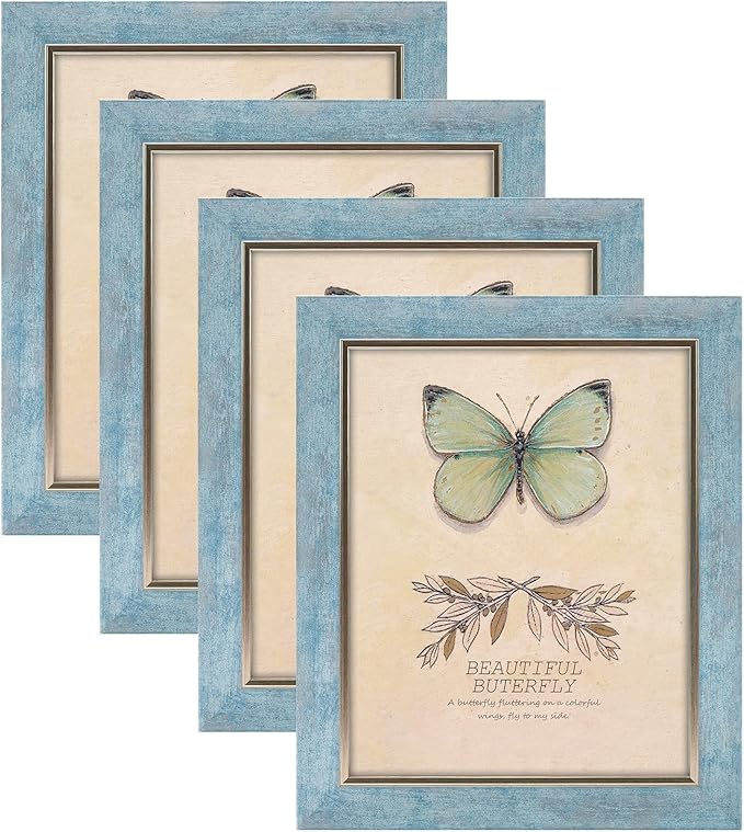 XUANLUO 8x10 Picture Frames Set of 4 Rustic Retro Photo Frame with HD Plastic Cover for Wall Mount and Tabletop Display Family Friends Wedding Gift