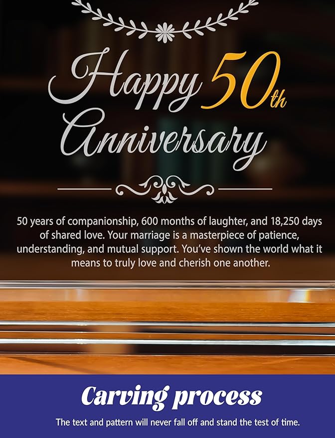 50th Wedding Anniversary Crystal Quartz Clock,50 Years of Marriage Gift,Happy Golden Anniversary Decoration Gift,for Parents,Grandparents,Couple