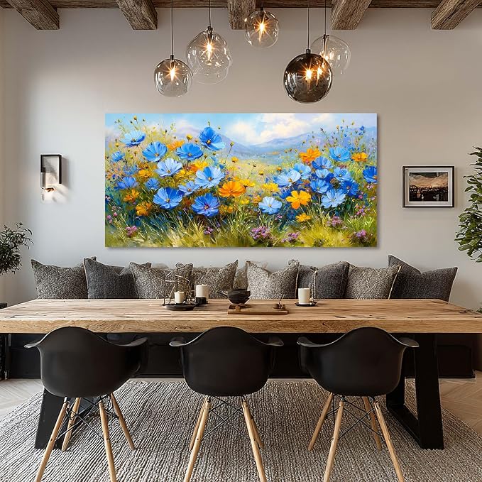 Ggaafet Bright Wildflower Wall Art for Living Room Canvas Oil Painting Prints Beautiful Floral Blooming Art Deco Pretty Flowers Artwork Office Bedroom Family Dining Room Decor Extra Large