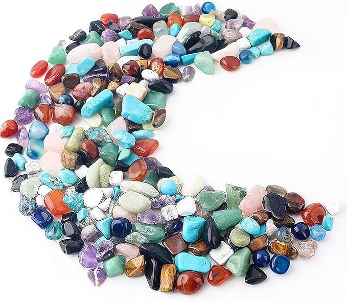 JOHOUSE Quartz Crystals, Crushed Chips Tumbled Polished Stone Beads Irregular Shaped Succulent Rocks for Plants Indoor Betta Fish Tank Gravel Vase Filler Crafts About 1lb(450g),10 Different Kinds