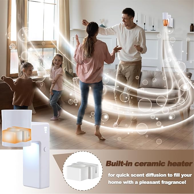 ROSSEX 4 Pcs Wall Fragrance Plug in with Night Light Compatible with Bath and Body Works Wallflowers, with 3-Speed Adjustable Fragrance Essential Oil Diffuser for Home, White