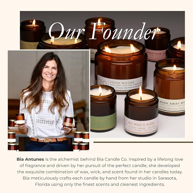 Bia Candle Co Fall Vibe Soy Candle, Spiced Peach Apple Cinnamon Scent, Vanilla Sandalwood Autumn Fragrance, High Fragrance Load, Lead-Free Wick, Reusable Glass Jar, 7 oz