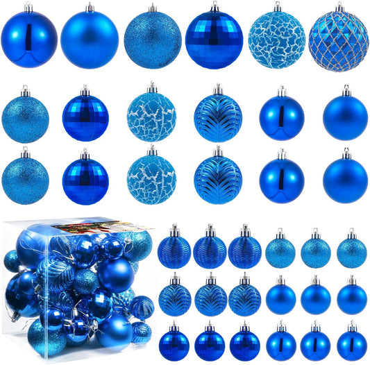 LANGXUN 36pcs Blue Christmas Tree Decorations Balls, Bolas De Navidad, 2025 Christmas Decor, Indoor Outdoor Shatterproof Christmas Ornaments, Xmars Party Wedding Suppiles