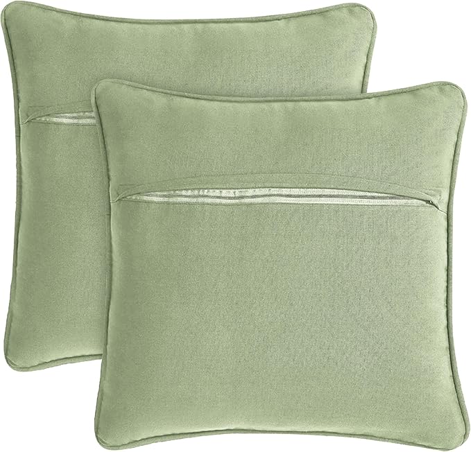 Boho Living Jada Decorative Throw, Includes Accent, Premium Woven Design, Living Room Décor, (2) 20" x 20" Pillow Cover with Insert, Sage Green