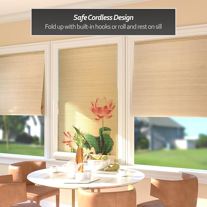 Red Lantern Bamboo Window Shade Blind - Lotus Blossom 36" Wide