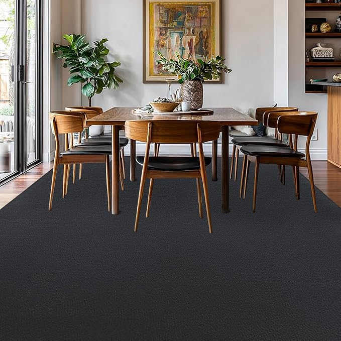qulint 8x10 Area Rug for Living Room, Modern Large Washable Rug for Bedroom Dark Grey Thickened Memory-Foam Rug, Minimalist Solid Non Slip Carpet for Kid Room Dining Room Classroom Home Decor
