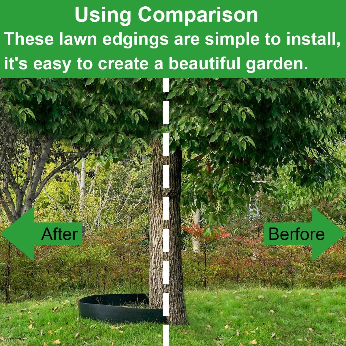 Landscape Edging, 33ft x 4inch Tall Plastic Garden Edging Border with 30 Spikes, Lawn Edging for Landscaping Flower Bed, Yard, Patio-Black