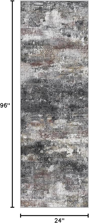 BEIMO Runner Rug for Hallway Kitchen 2x8 Machine Washable Runners Rug for Entryway, Dark Gray Soft Modern Abstract Throw Rugs, Floor Carpet with Non Slip Rubber Backing