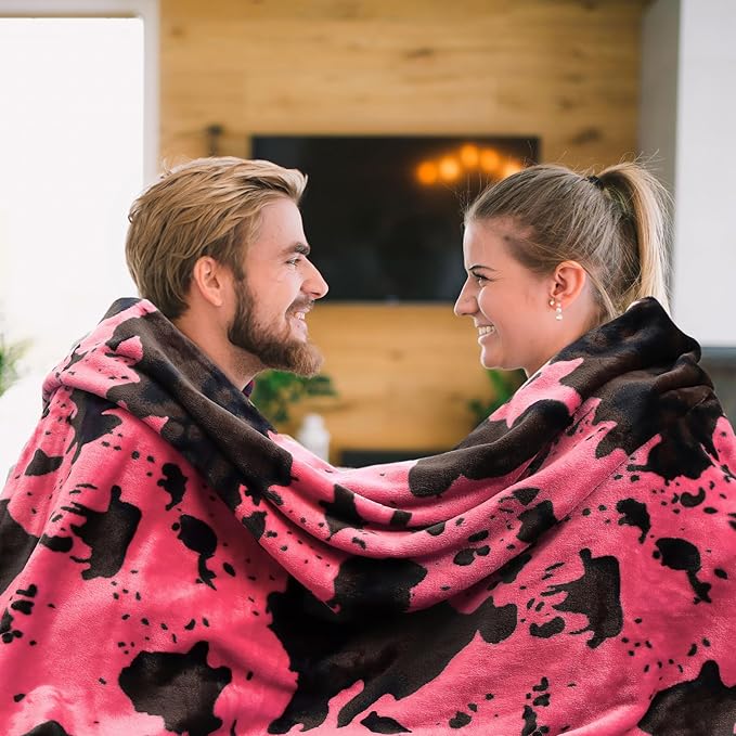 King Size Throw Blanket for Bed, Extra Large Warm Fuzzy Soft Hot Pink Fleece Throw Blanket for Bedroom, Living Room, Hot Pink Gifts for Women Girls Couples, Cozy Home Room Decor, 90x108 inches