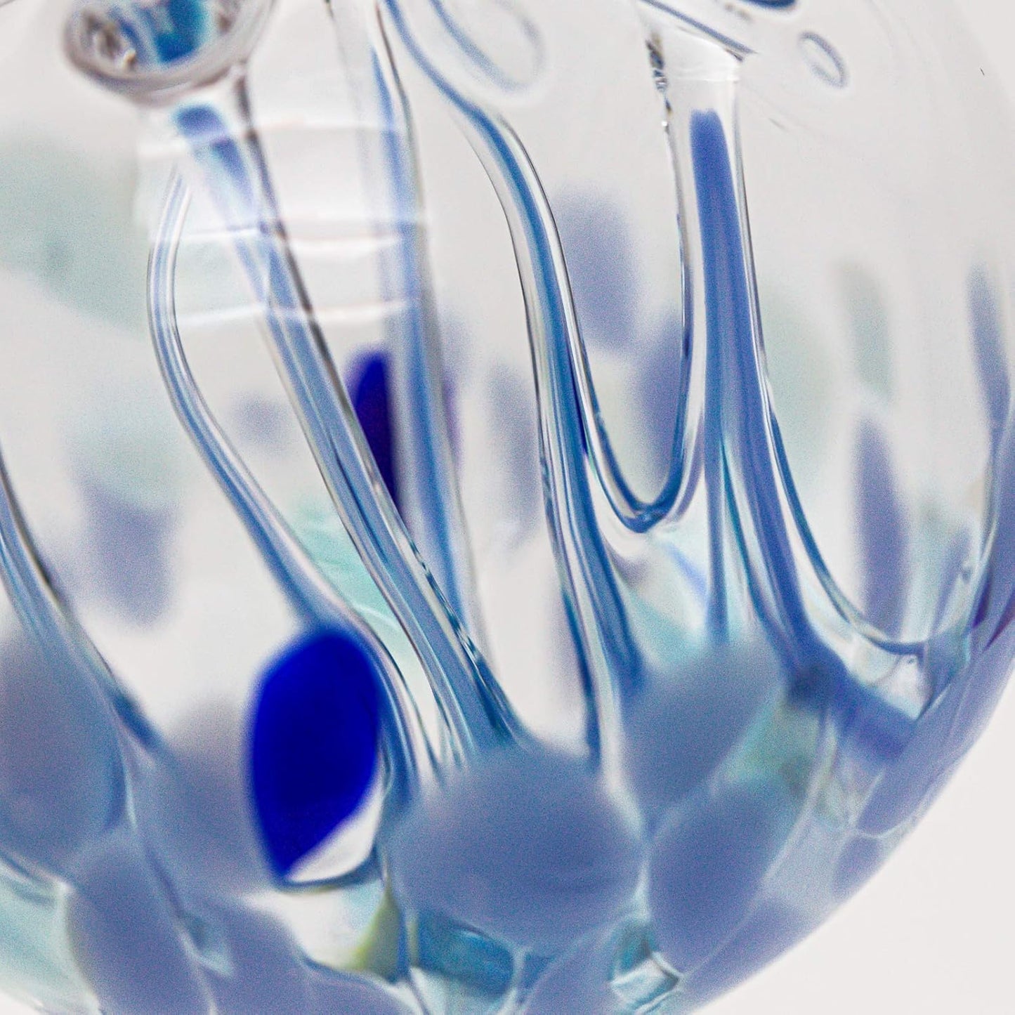 Luke Adams Glass | 3" Mini Glass Tree of Life | Handmade Ornament | Hanging Garden Gazing Ball | Indoor Outdoor Home Décor | (Blue)