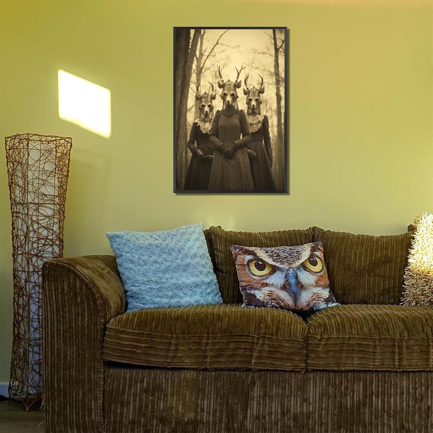 Vintage Horror Skeleton Spooky Three Skull In Occult Forest Posters Canvas Wall Art Poster Gothic Dark Academia Decor Creepy Print Retro Halloween Wall Decor 16X24inch Aluminum Framed