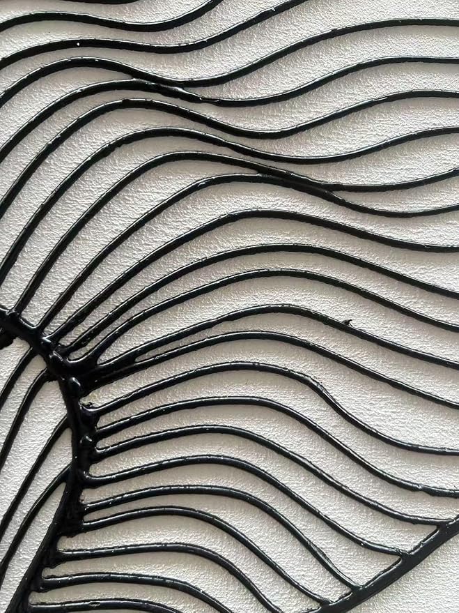 NANKAI Art Hand-Painted Black Texture Oil Painting Contemporary Minimalist Art White Abstract Painting Wall Decoration for Home or Office 24x48 inches