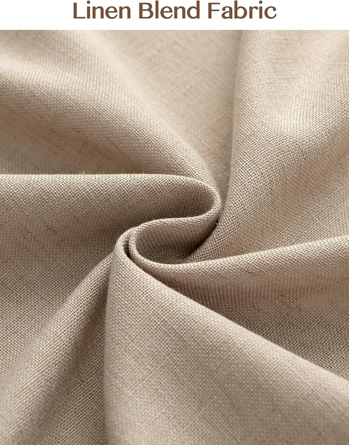 Liz Pinch Pleated Linen Curtains Light Filtering Curtains for Living Room, Farmhouse Window Curtains for Bedroom, Modern Drapes with Hooks and Rings, 72 Inches Long, Burlywood Birch, 2 Panels Set