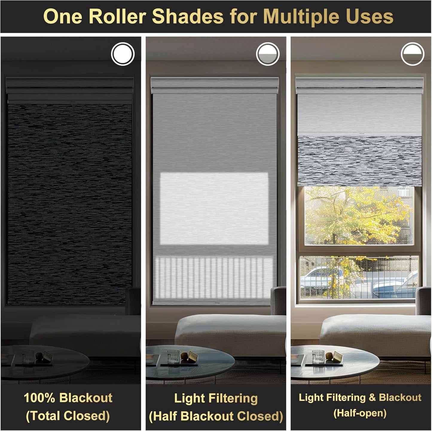 Berissa Cordless Dual Roller Shades with Cassette Valance, Blackout and Light Filtering, Day and Night Shades for Home Office, Maze Black & White, Custom Sizes