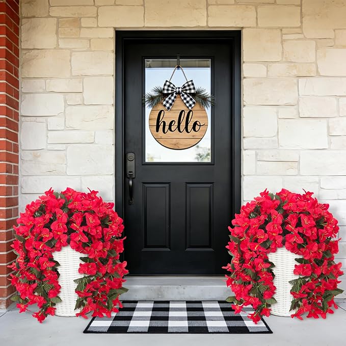 INXUGAO 2 pcs Artificial Faux Bougainvillea Flowers Plants for Outdoor Outside Summer Decoration, Fake Silk UV Resistant Long Trailing Vines for Front Door Porch Planter Balcony