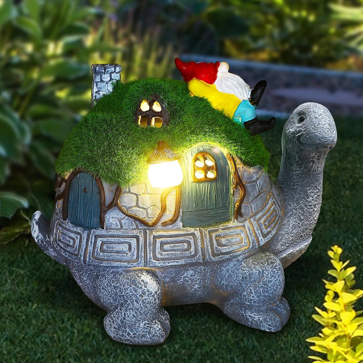 SunGlee Solar Turtles for Outdoors Turtle Solar Light Garden Statue, Cute Tortoise Garden Outdoor Turtle Decor for Patio Lawn Yard Gifts for Mom Grandma Housewarming Birthday