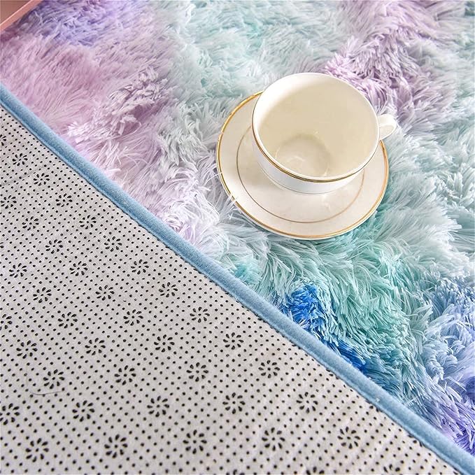 A Nice Night Shaggy Fluffy Faux Fur Area Rug,Soft, Luxurious Shag Carpet Rugs for Nursery Rug, Bedroom, Living Room, Luxury Bed Side Plush Carpets, Rectangle (Light Purple, 4' x 6')