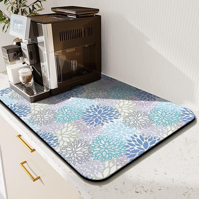 Fun Coffee Mat 19inx12in,Coffee Bar Mat for Countertops,Absorbent Hide Stain Anti-Slip Coffee Bar Accessories Fit Under Coffee Machine Mat,dish Drying Mats for Kitchen