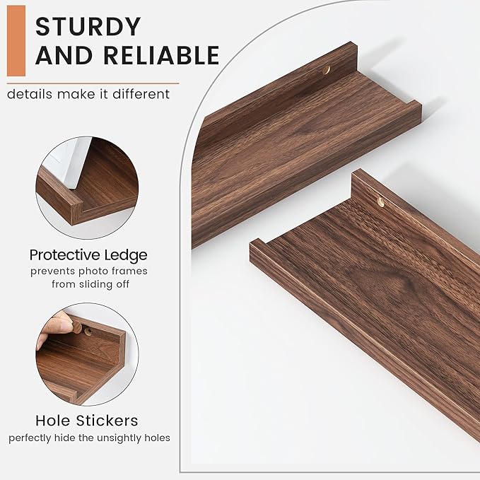 FLYJOE Floating Picture Ledge Shelves for Wall Set of 4, 48 Inch Wall Shelves with Lip Long Large Nursery Book Shelf for Toys Storage Kids Bookshelf Wall Mounted Living Room Bedroom Decor Frames