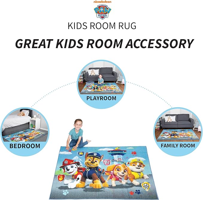 Franco Kids Room Non Slip Area Rug, 69 in x 52 in, Paw Patrol