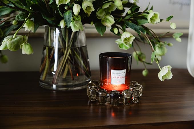 Original Bubble Candle Dish Small by Alice Lane – Amber Glass Decorative Candle Holder for Home Decor, Small Candles & Diffusers