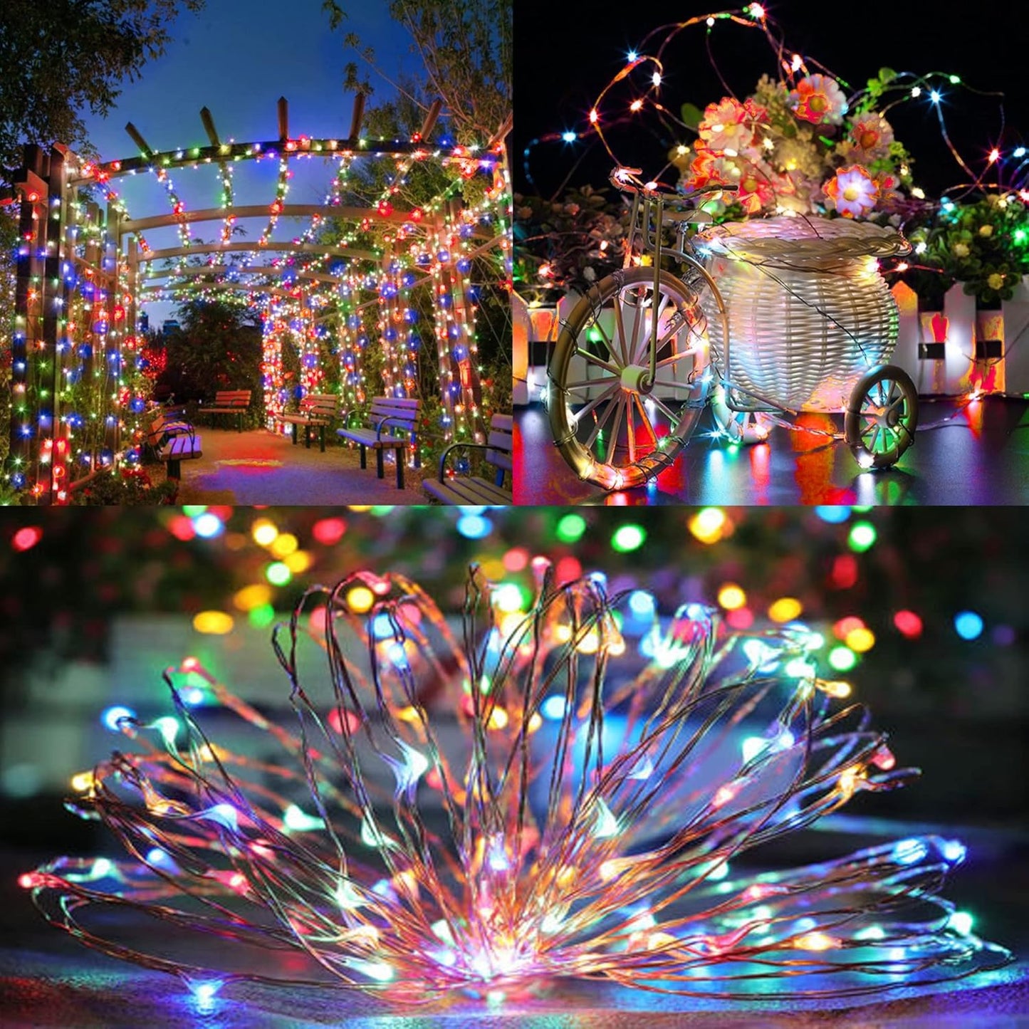 TW SHINE Multicolor Solar String Lights Outdoor, Total 80 FT 240 LED Solar Powered Waterproof Fairy Lights 8 Modes Copper Wire Lights for Christmas Party Tree Wedding Yard Decorations, 2 Pack