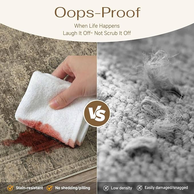 3x4 Washable Area Rug for Entryway Brown Vintage Non-Slip Low Pile Distressed Rustic Carpet Door Mat Soft Small Door Mat Small Throw Rug for Entrance