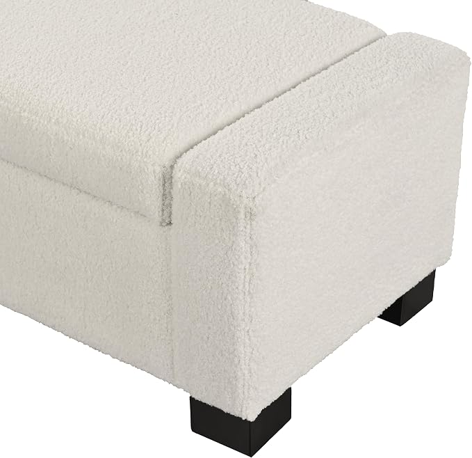 Christopher Knight Home Maddie Living Room Ottoman with Storage, Entryway Boucle Fabric Upholstered Storage Ottoman Bench, Rectangular Sofa Foot Stool, Bedroom End of Bed Bench, Shoe Organizer, Beige