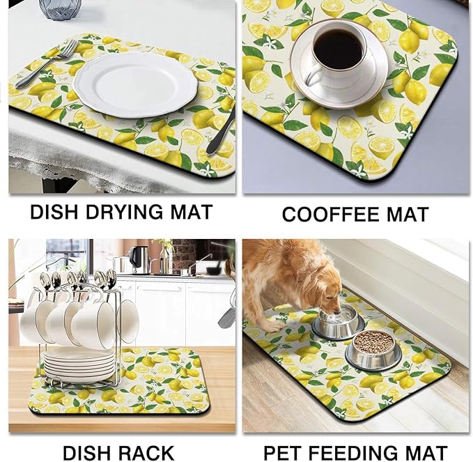 Fun Coffee Mat 19inx12in,Coffee Bar Mat for Countertops,Absorbent Hide Stain Anti-Slip Coffee Bar Accessories Fit Under Coffee Machine Mat,dish Drying Mats for Kitchen