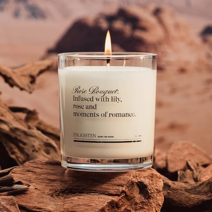 Enlighten Rose Bouquet Candle | Luxurious Rose, Lily & Marigold Scent | Double Scent Load for Enhanced Aroma | Eco-Friendly, Hand-Poured Soy Wax | 12oz Glass Tumbler | Made in USA