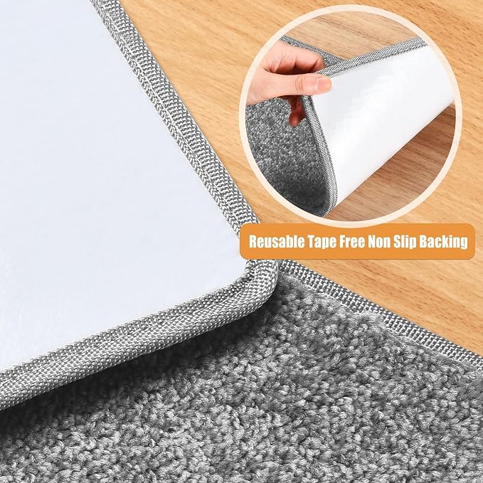 PURE ERA Carpet Stair Treads Tape Free Non Slip Indoor Stair Carpet Stair Protectors Pet-Friendly Non-Slip Skid Resistant Washable Reusable 8" x 30"(7 Pieces,Gray)